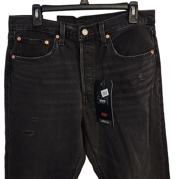 Levi's 501 Skinny Distressed Black Jeans, 31/28, NWT - Picture 2 of 11